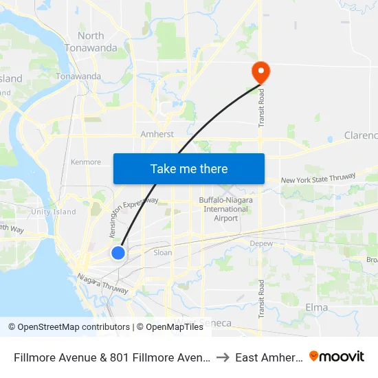 Fillmore Avenue & 801 Fillmore Avenue to East Amherst map