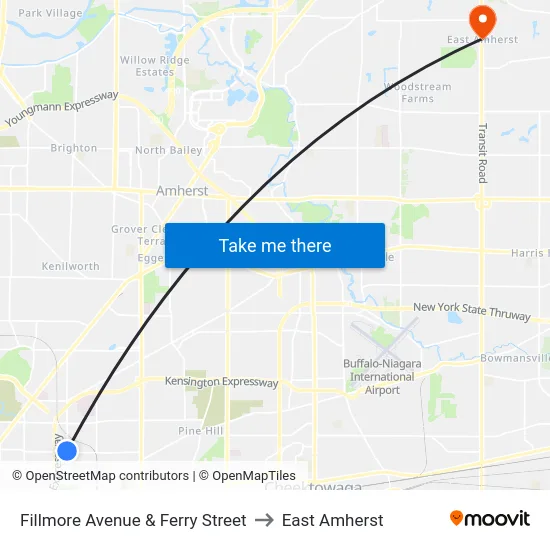 Fillmore Avenue & Ferry Street to East Amherst map