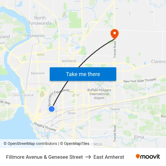 Fillmore Avenue & Genesee Street to East Amherst map