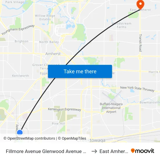 Fillmore Avenue & Glenwood Avenue to East Amherst map