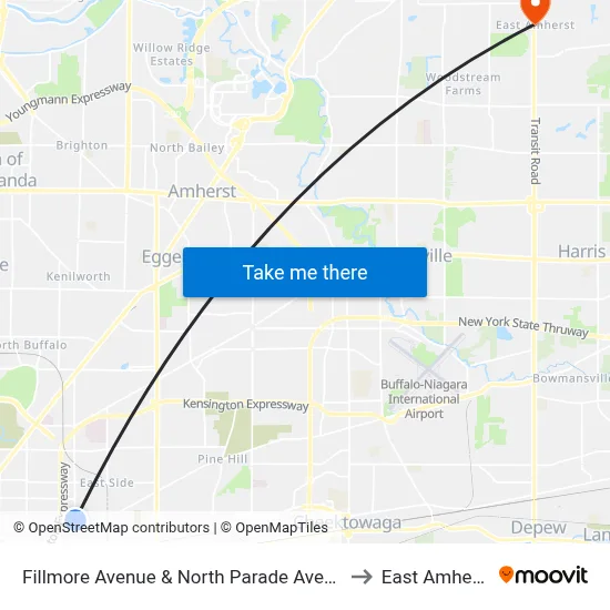 Fillmore Avenue & North Parade Avenue to East Amherst map