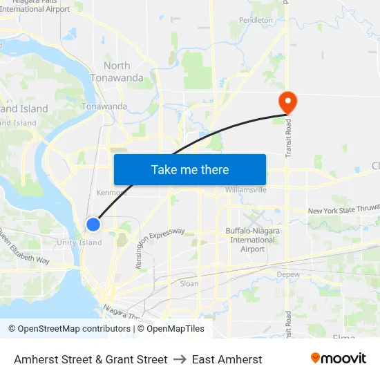 Amherst Street & Grant Street to East Amherst map
