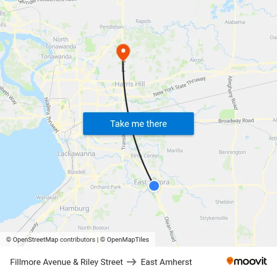 Fillmore Avenue & Riley Street to East Amherst map