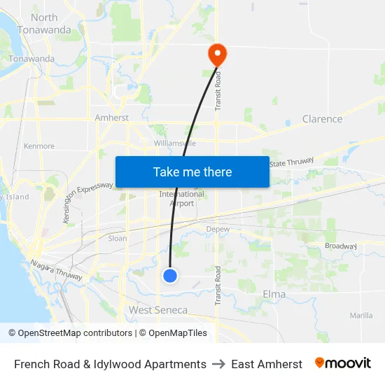 French Road & Idylwood Apartments to East Amherst map