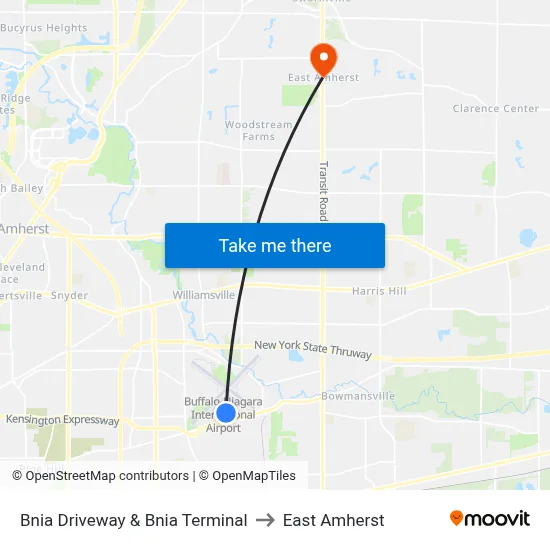 Bnia Driveway & Bnia Terminal to East Amherst map