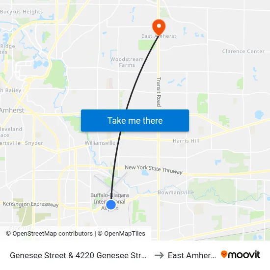 Genesee Street & 4220 Genesee Street to East Amherst map