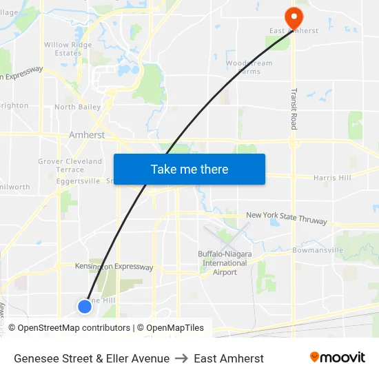 Genesee Street & Eller Avenue to East Amherst map