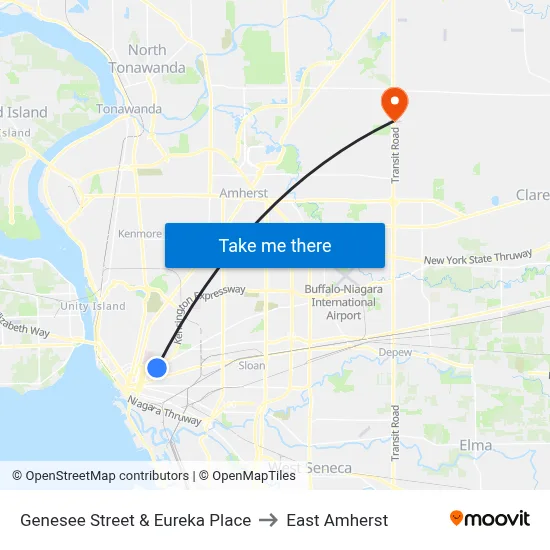 Genesee Street & Eureka Place to East Amherst map