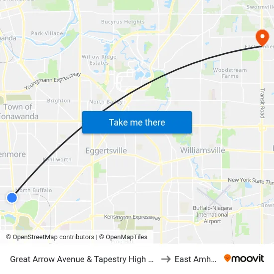 Great Arrow Avenue & Tapestry High School to East Amherst map