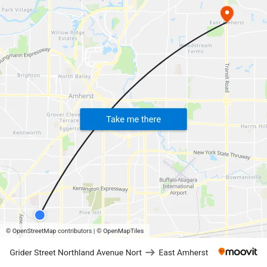 Grider Street & Northland Avenue to East Amherst map