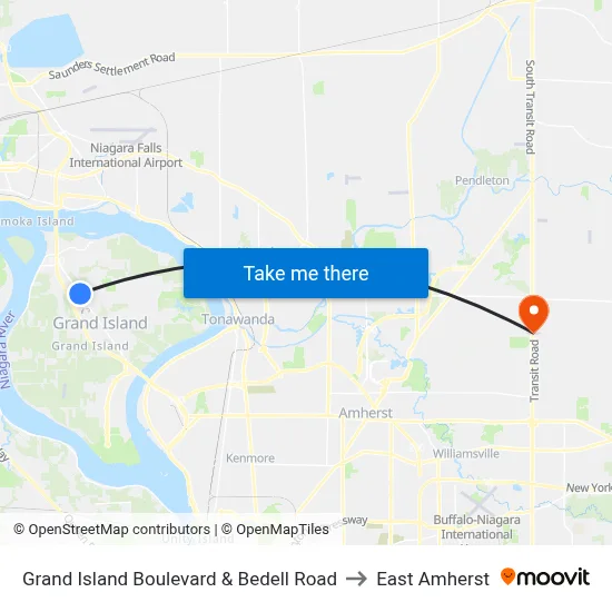 Grand Island Boulevard & Bedell Road to East Amherst map