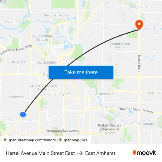 Hertel Avenue & Main Street to East Amherst map