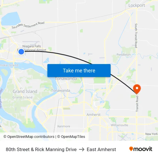 80th Street & Rick Manning Drive to East Amherst map
