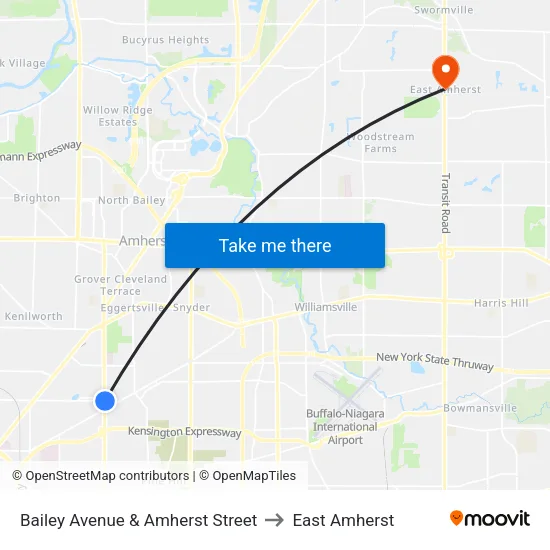 Bailey Avenue & Amherst Street to East Amherst map
