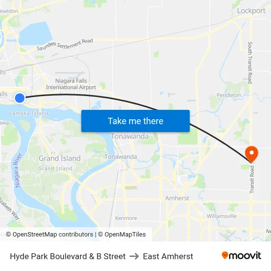 Hyde Park Boulevard & B Street to East Amherst map