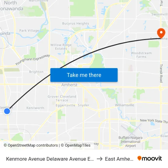 Kenmore Avenue & Delaware Avenue to East Amherst map