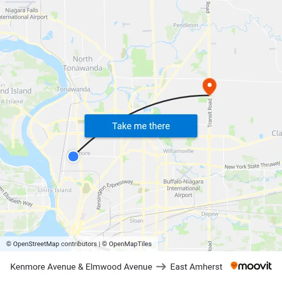 Kenmore Avenue & Elmwood Avenue to East Amherst map