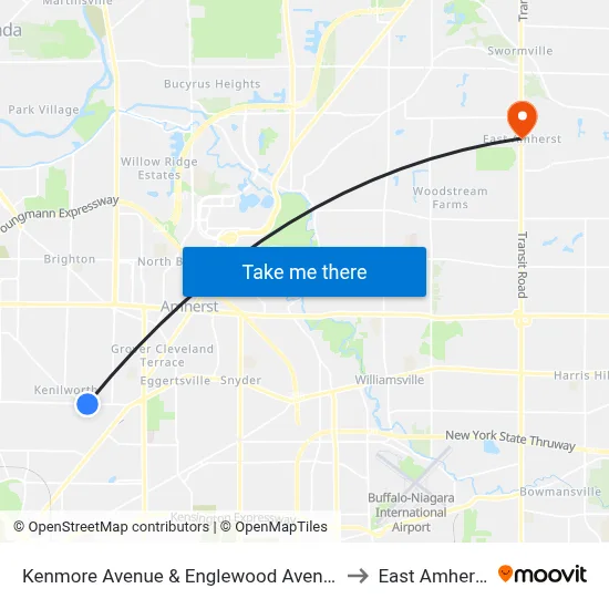 Kenmore Avenue & Englewood Avenue to East Amherst map