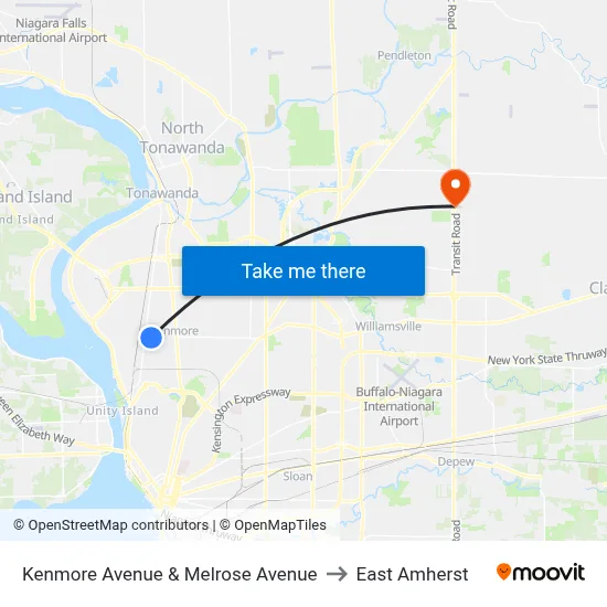 Kenmore Avenue & Melrose Avenue to East Amherst map