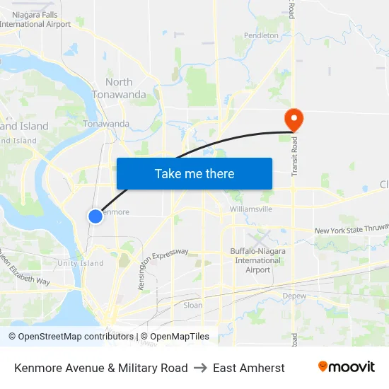 Kenmore Avenue & Military Road to East Amherst map