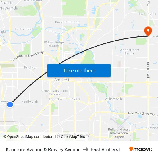 Kenmore Avenue & Rowley Avenue to East Amherst map