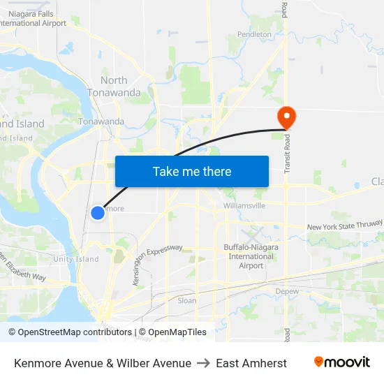 Kenmore Avenue & Wilber Avenue to East Amherst map