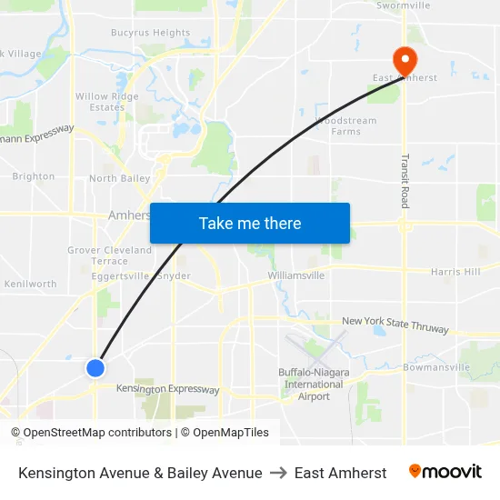 Kensington Avenue & Bailey Avenue to East Amherst map