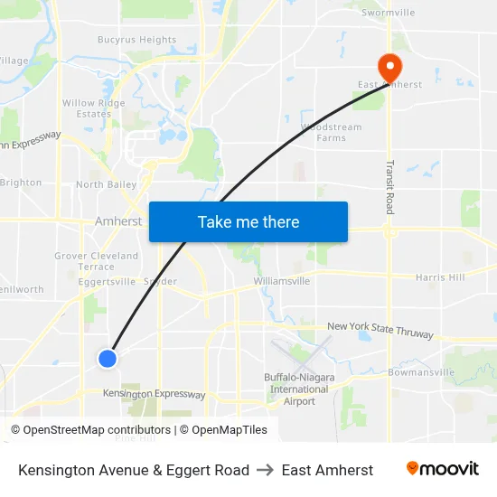 Kensington Avenue & Eggert Road to East Amherst map