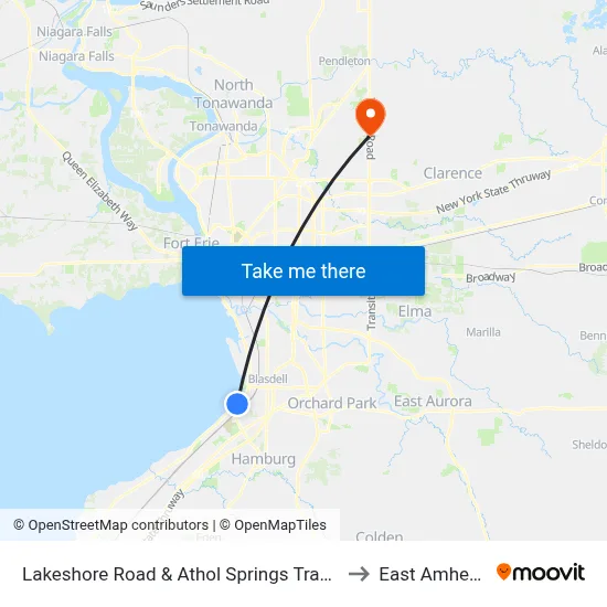 Lakeshore Road & Athol Springs Transit to East Amherst map
