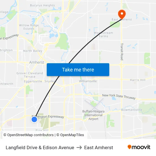 Langfield Drive & Edison Avenue to East Amherst map