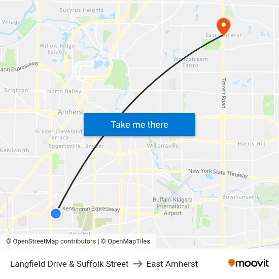 Langfield Drive & Suffolk Street to East Amherst map