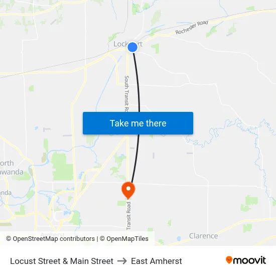 Locust Street & Main Street to East Amherst map
