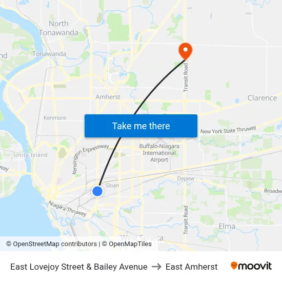 East Lovejoy Street & Bailey Avenue to East Amherst map