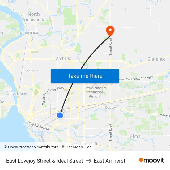 East Lovejoy Street & Ideal Street to East Amherst map