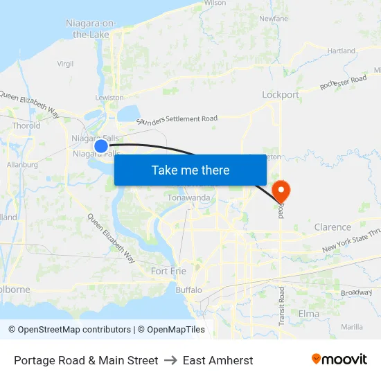 Portage Road & Main Street to East Amherst map
