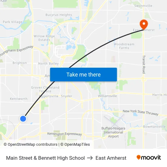 Main Street & Bennett High School to East Amherst map