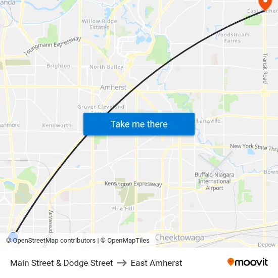 Main Street & Dodge Street to East Amherst map