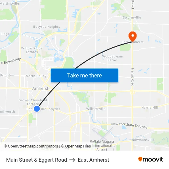 Main Street & Eggert Road to East Amherst map