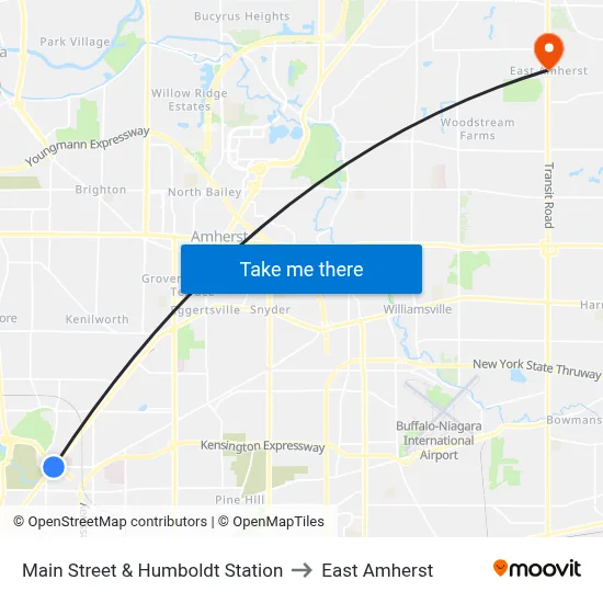 Main Street & Humboldt Station to East Amherst map