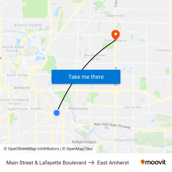 Main Street & Lafayette Boulevard to East Amherst map
