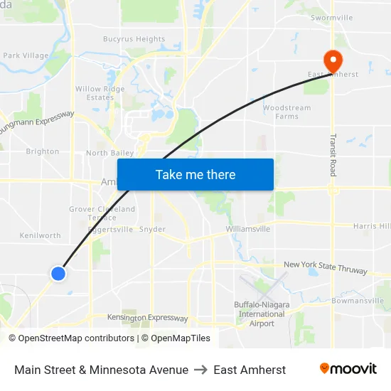 Main Street & Minnesota Avenue to East Amherst map