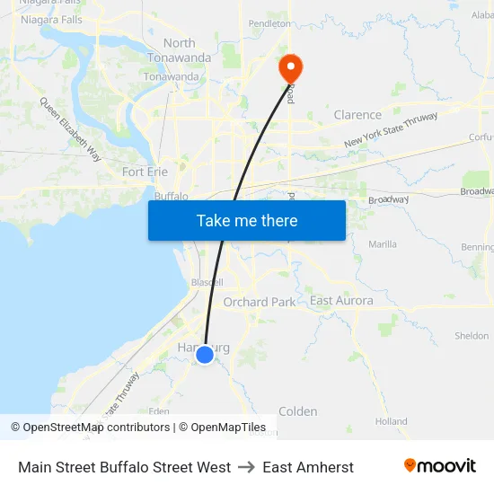 Main Street & Buffalo Street to East Amherst map