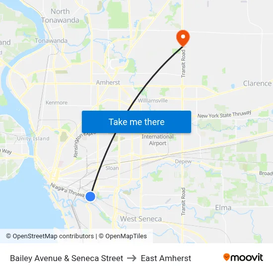 Bailey Avenue & Seneca Street to East Amherst map