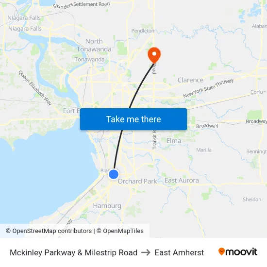 Mckinley Parkway & Milestrip Road to East Amherst map