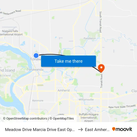 Meadow Drive & Marcia Drive to East Amherst map