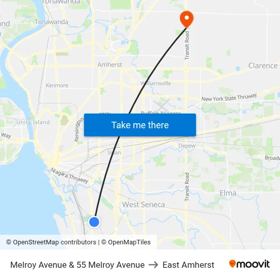 Melroy Avenue & 55 Melroy Avenue to East Amherst map
