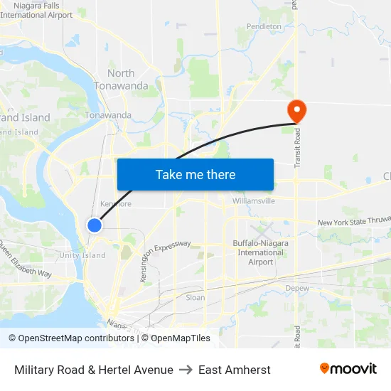 Military Road & Hertel Avenue to East Amherst map