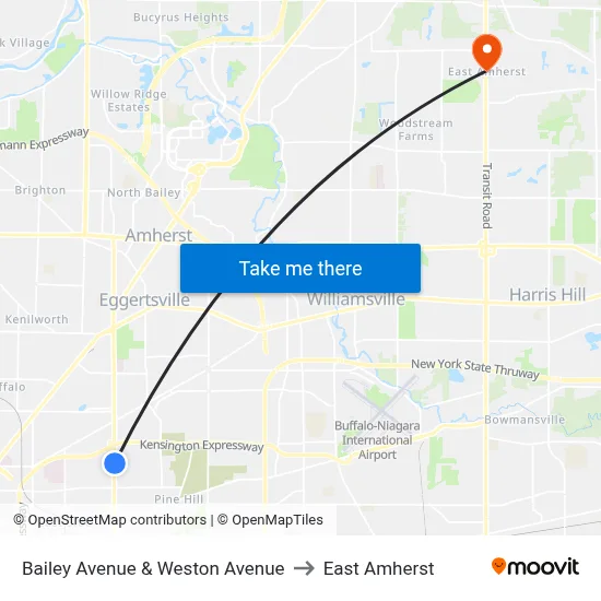 Bailey Avenue & Weston Avenue to East Amherst map