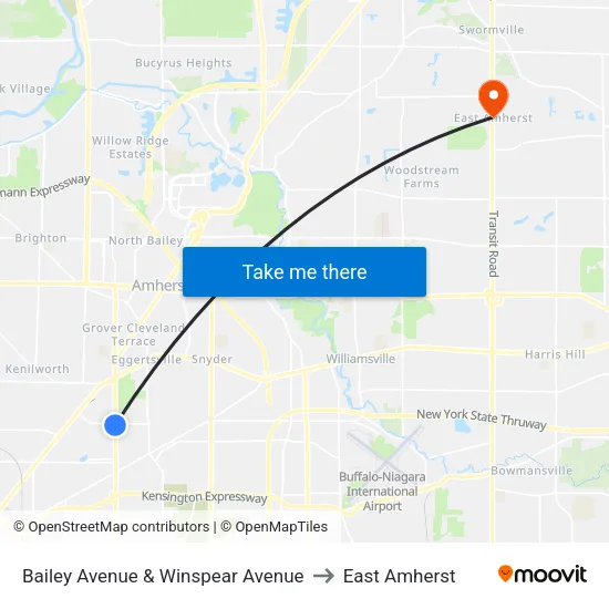 Bailey Avenue & Winspear Avenue to East Amherst map