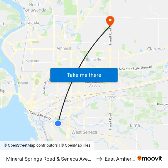 Mineral Springs Road & Seneca Avenue to East Amherst map